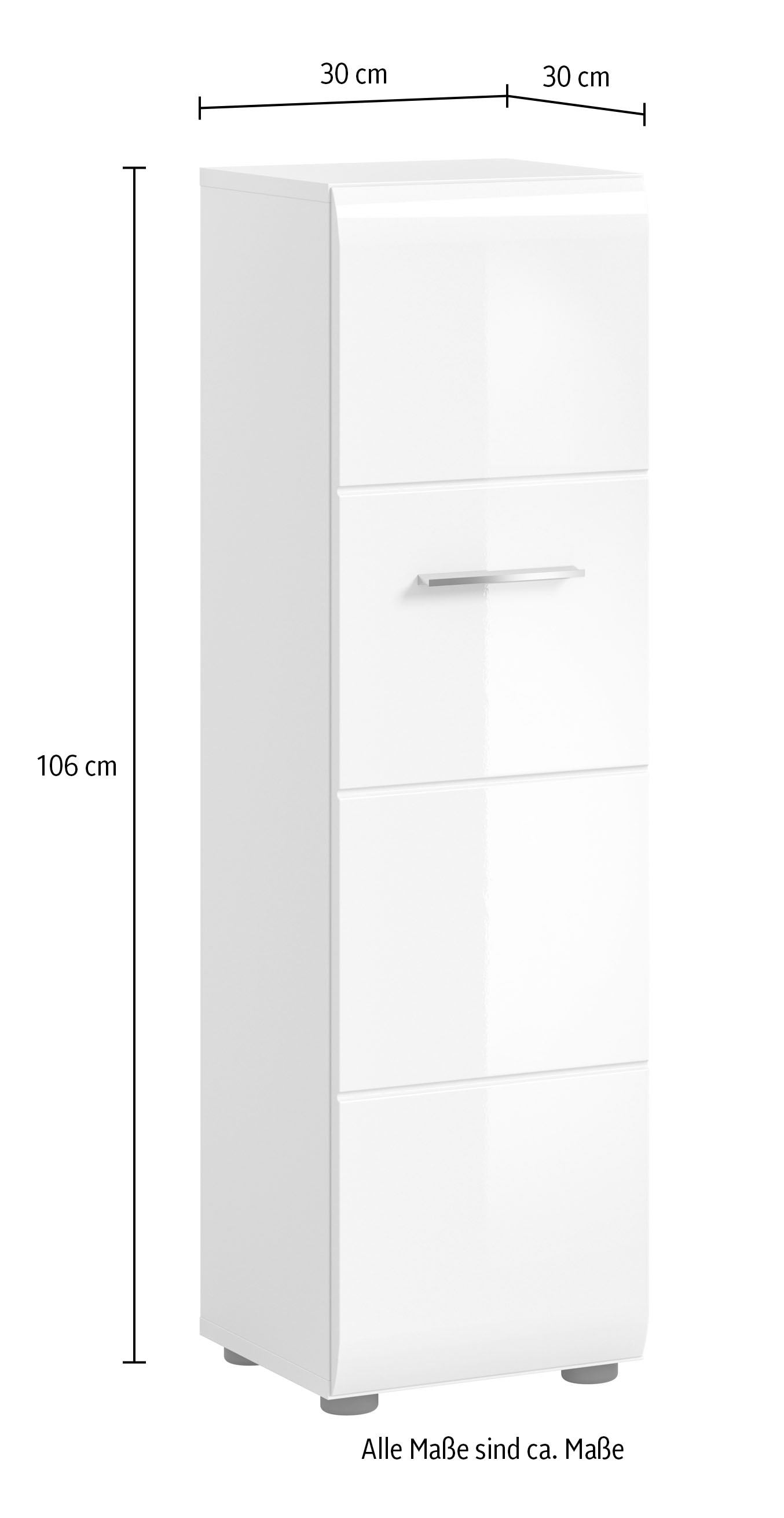 INOSIGN Stauraumschrank 1 Stk. tlg. Florenz, Stauraumschrank, Weiss Hochglanz, 30 cm breit, 4 Fächer