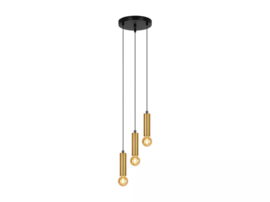 NETTLIFE Lampe suspendue 3 ampoules suspension dorée E27 lampe de salle à manger industrielle table à manger en métal