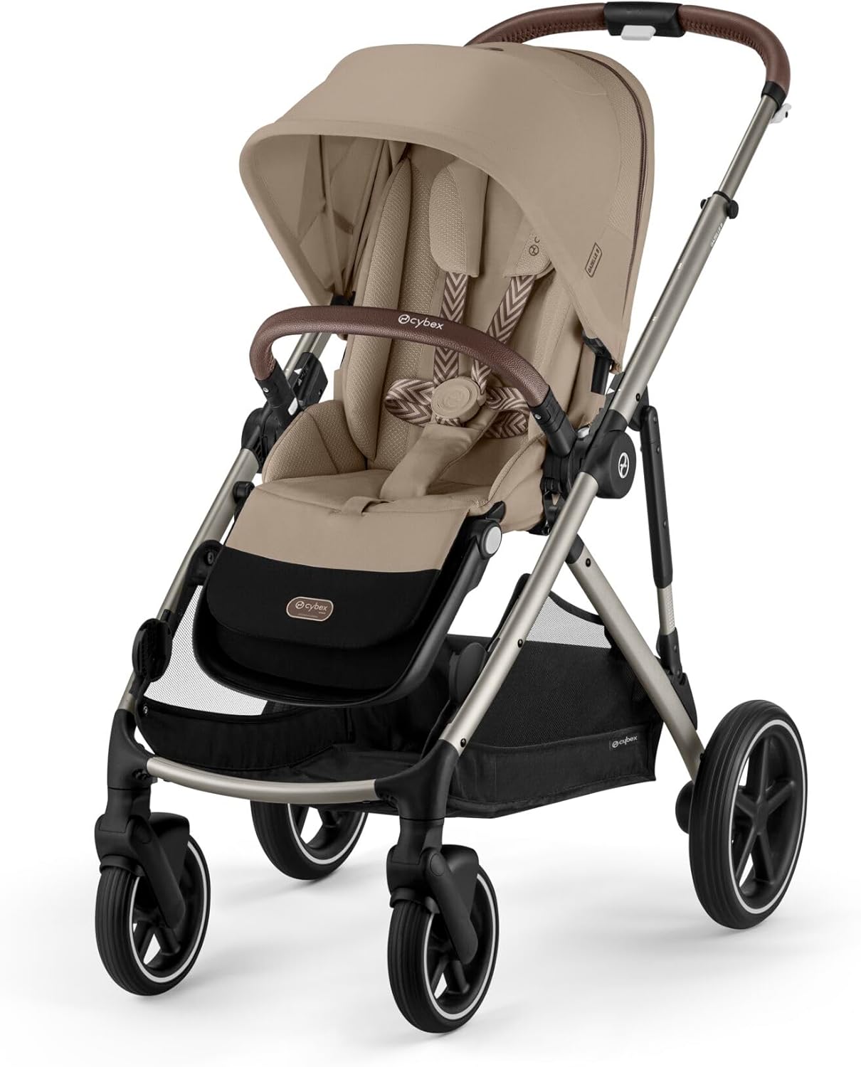 CYBEX Poussette Gold GAZELLE S, De la naissance à environ 4 ans, Max. 22 kg (mode simple) / 2x 22 kg (mode duo), Système tout-en-1 avec 20+ configurations, Beige amande