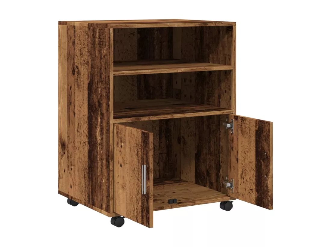 Armoire à roulettes vieux bois 60x48x81 cm bois d'ingénierie