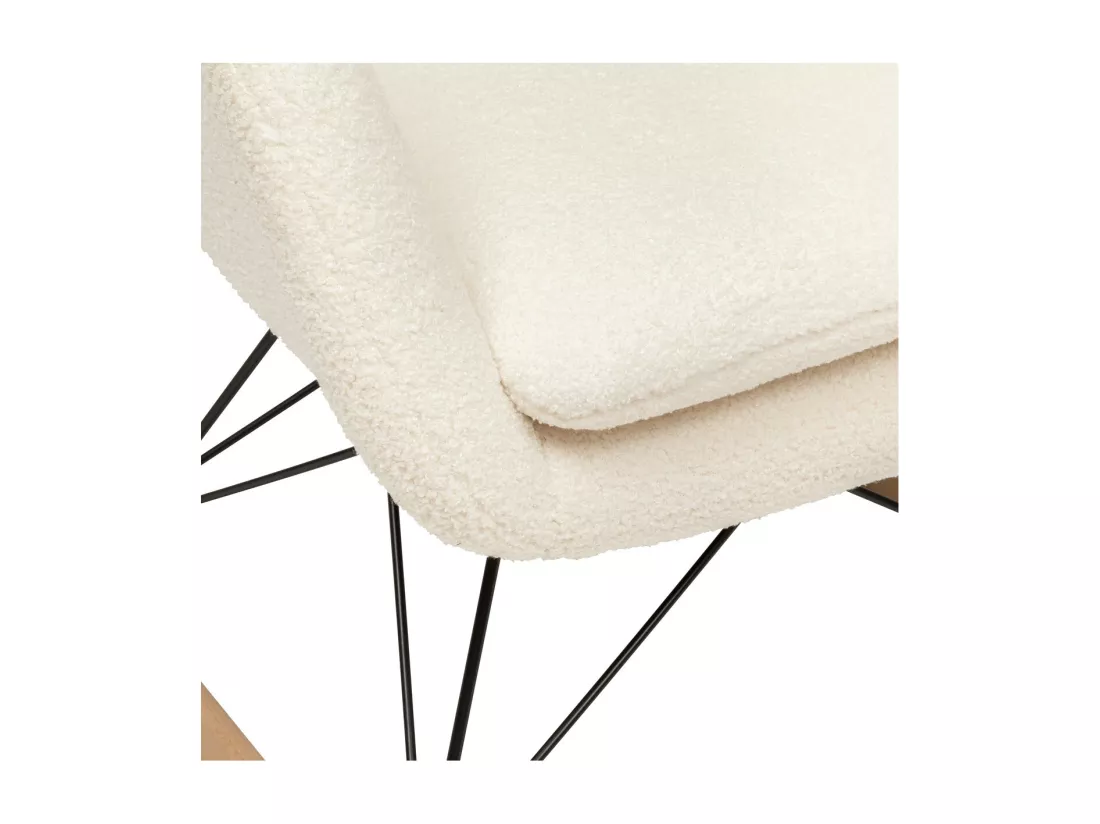 Fauteuil à bascule Rocking-chair en Tissu Blanc à bouclettes