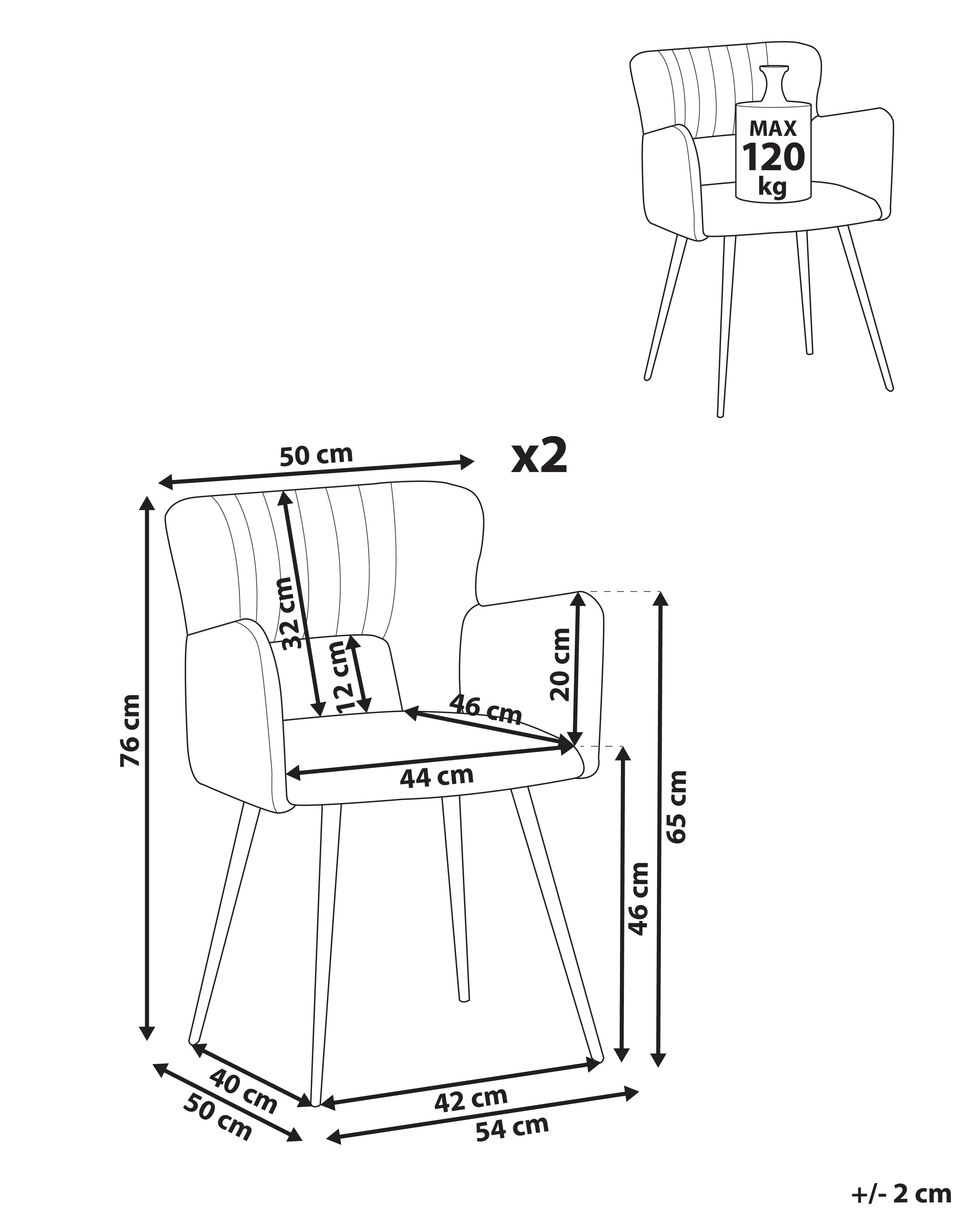 Set van 2 eetkamerstoelen SANILAC Fluweel Taupe