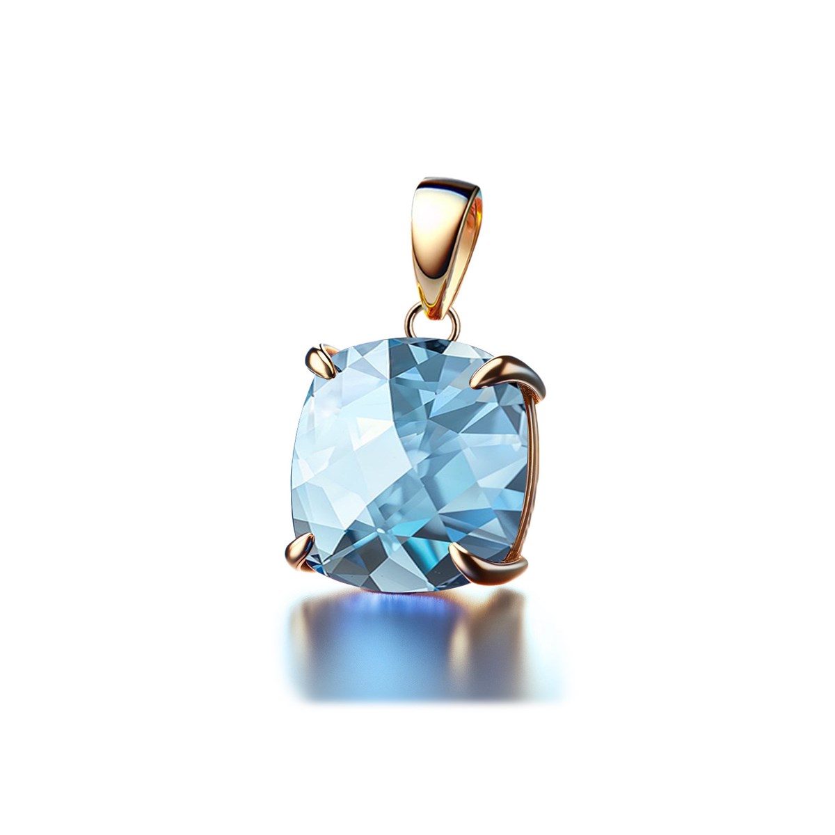 Collier Pendentif Topaze Bleue Facettée serti Argent 925 doré à l'or fin 18 carats | Aden