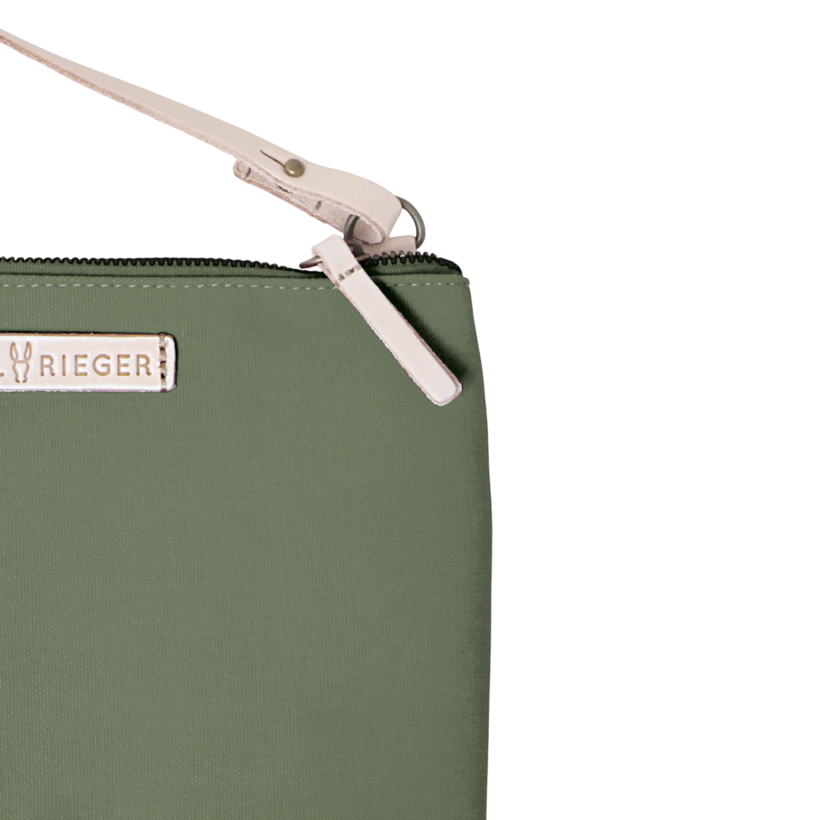 Clutch Charlie Oliv, Leder Natur