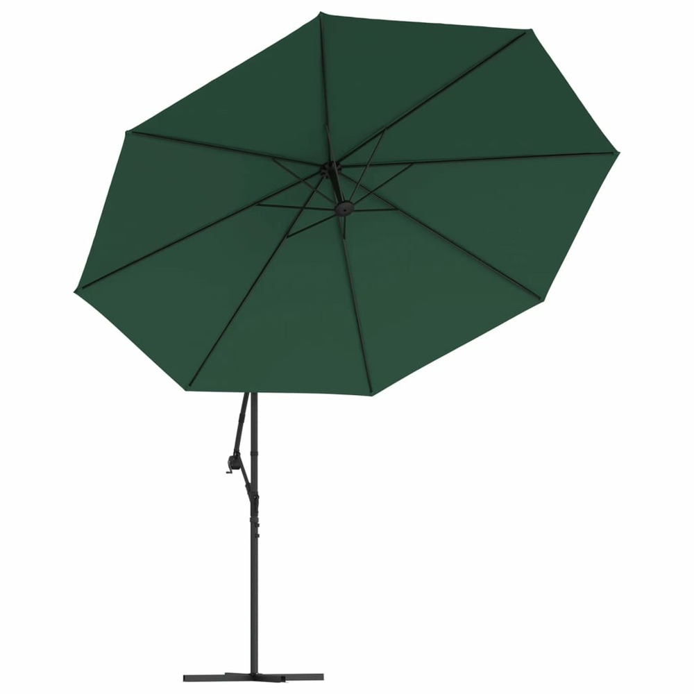 Parasol meuble de jardin en porte-à-feux et poteau métallique 350 cm vert