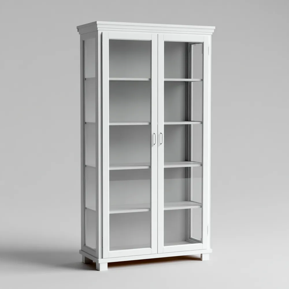 Vitrine 180x80x40 cm Holz Glas – Weiß – Klassisches Design