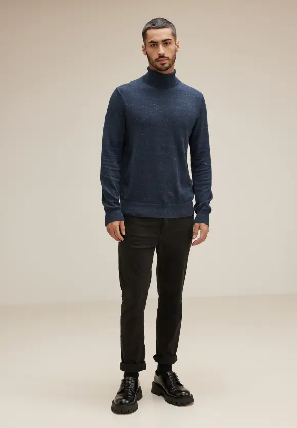 Basic Rollkragen Pullover - eclipse blue melange