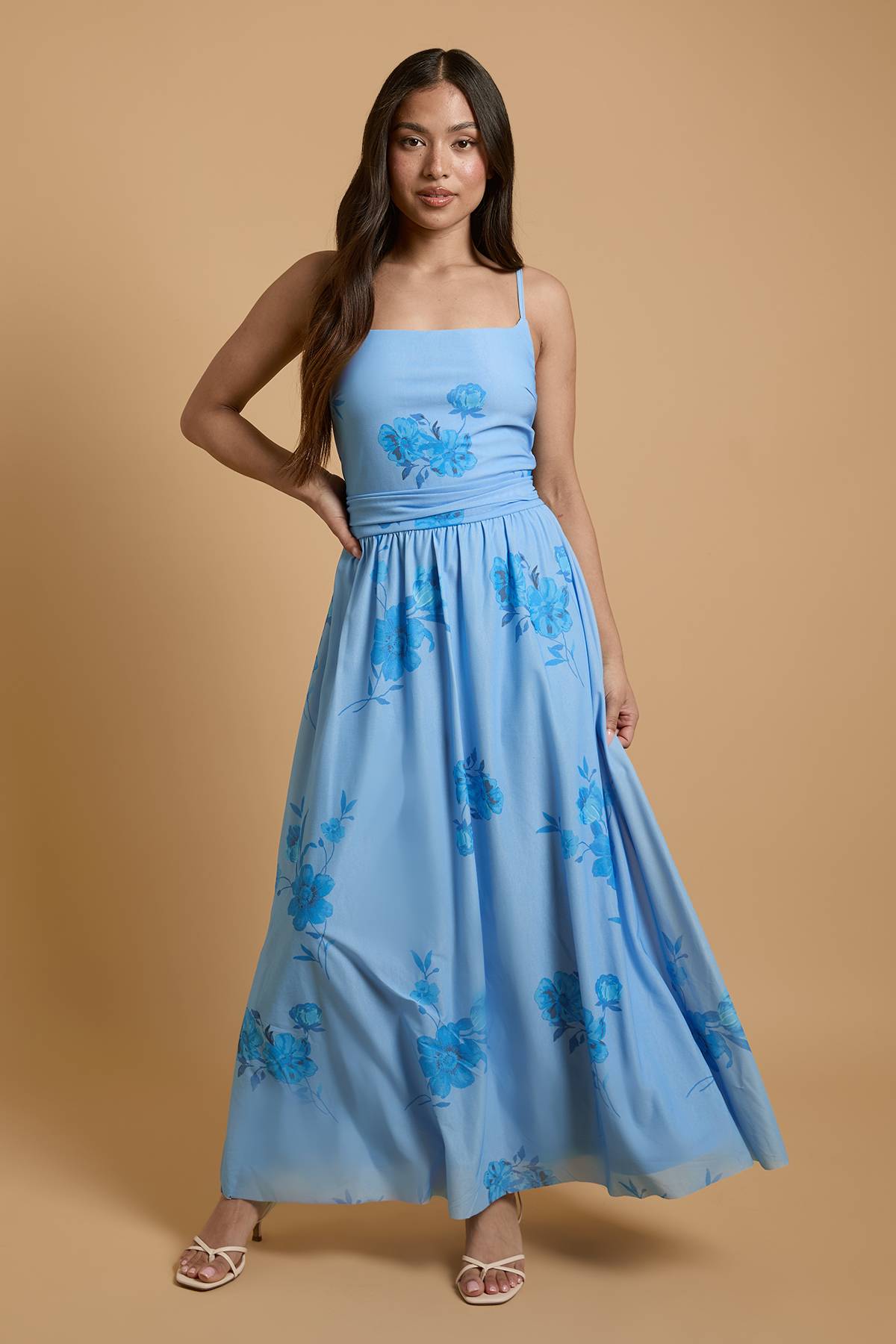 Oasis Robe Midi De Bal À Bretelles En Mesh Imprimé Petite