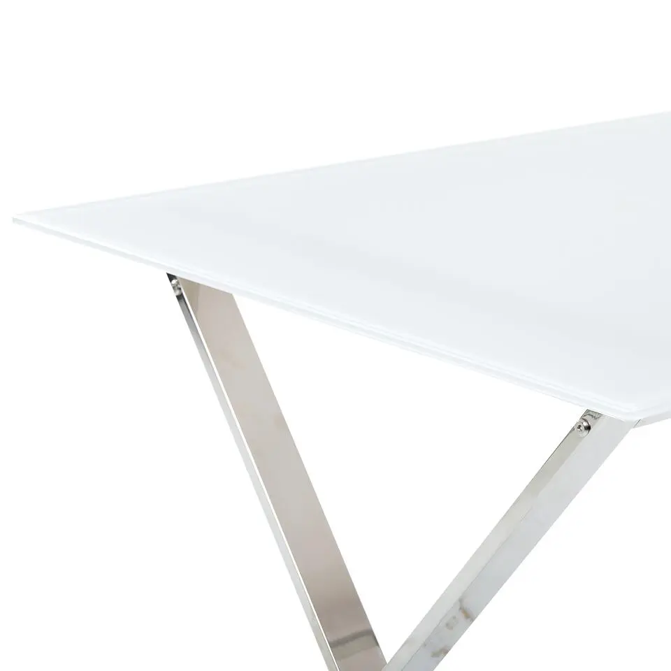 ATTICA - Eettafel - Wit/Zilver - Veiligheidsglas