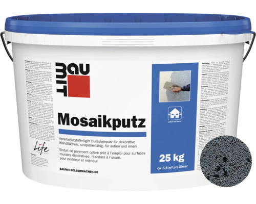 Baumit Mozaïekpleister M343 Etna Nature Line Gebruiksklare Dunne Laag Toplaag, Grijsbeige, 25 kg