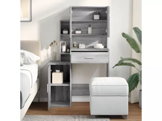 Coiffeuse avec armoire sonoma gris 80x35x132 cm
