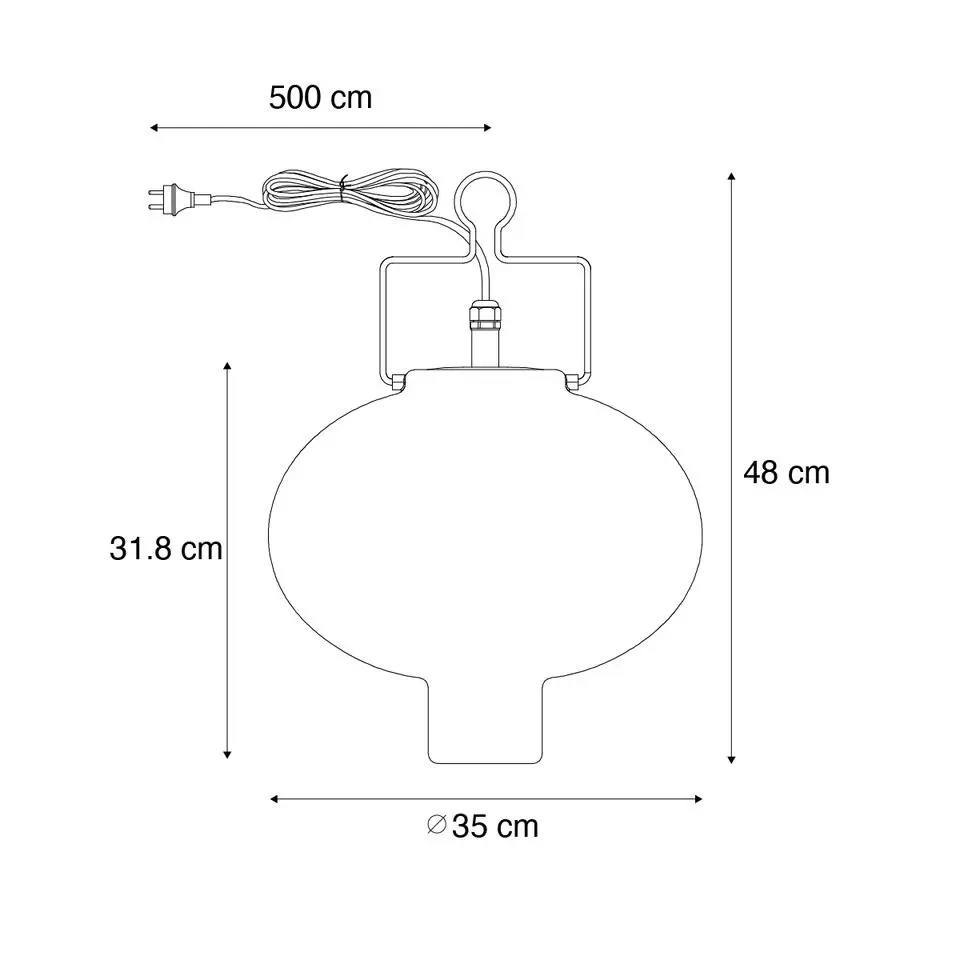 Qazqa hanglampen buiten pion wit e27