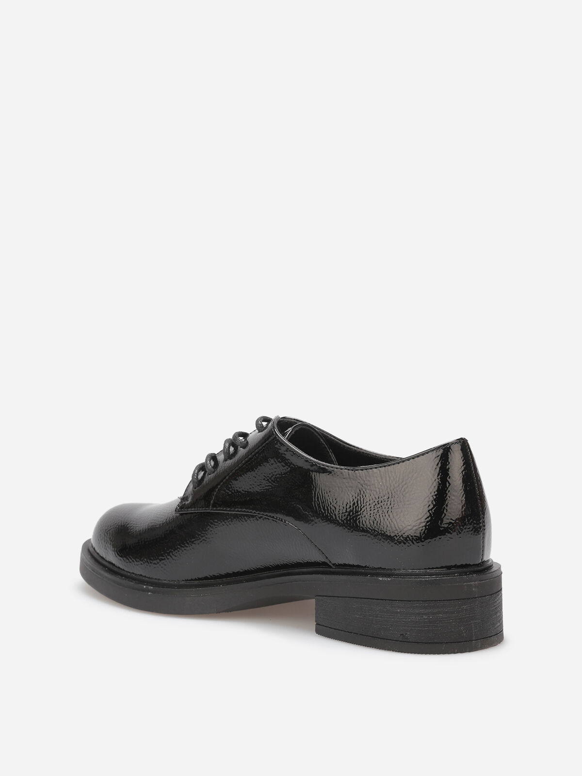 Derbies vernis et texturés à lacets- Noir