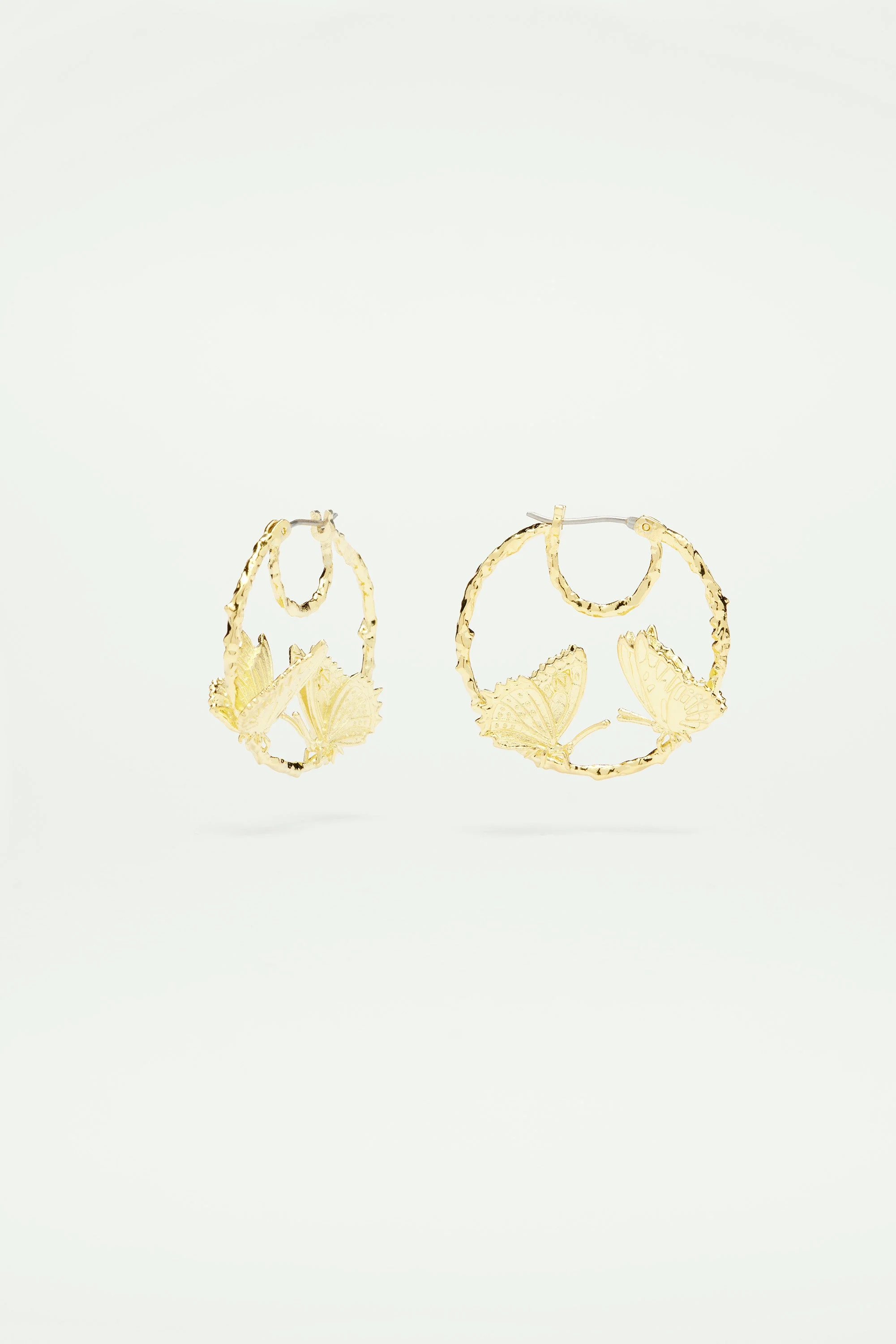 Petites créoles duo de papillons | Jaune