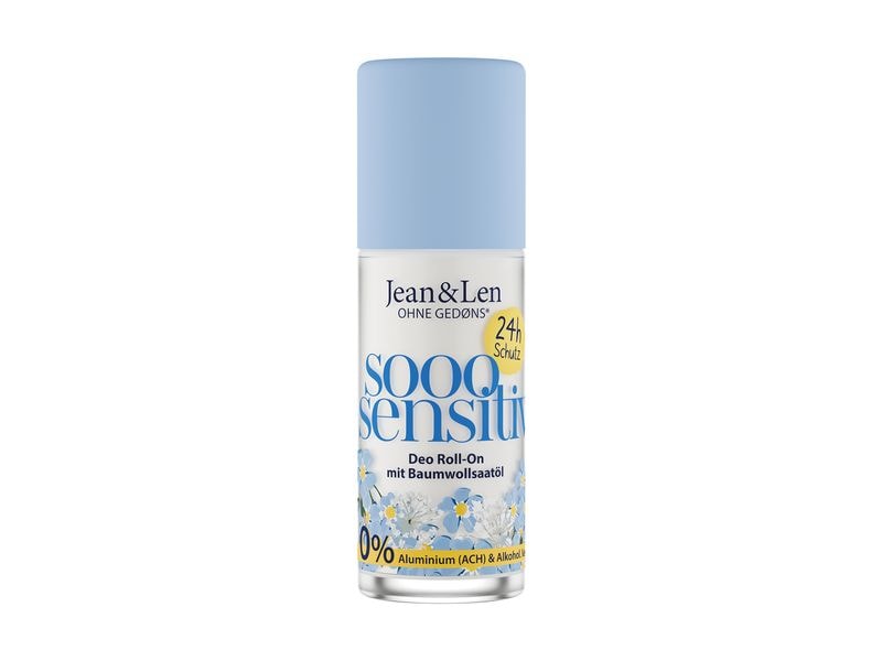 Jean & Len Deo Roll-On Balsam Baumwolle 50 ml Natürliches, veganes, sensitives Deo mit zuverlässigem 24 h Schutz und ideal auch für nach der Rasur