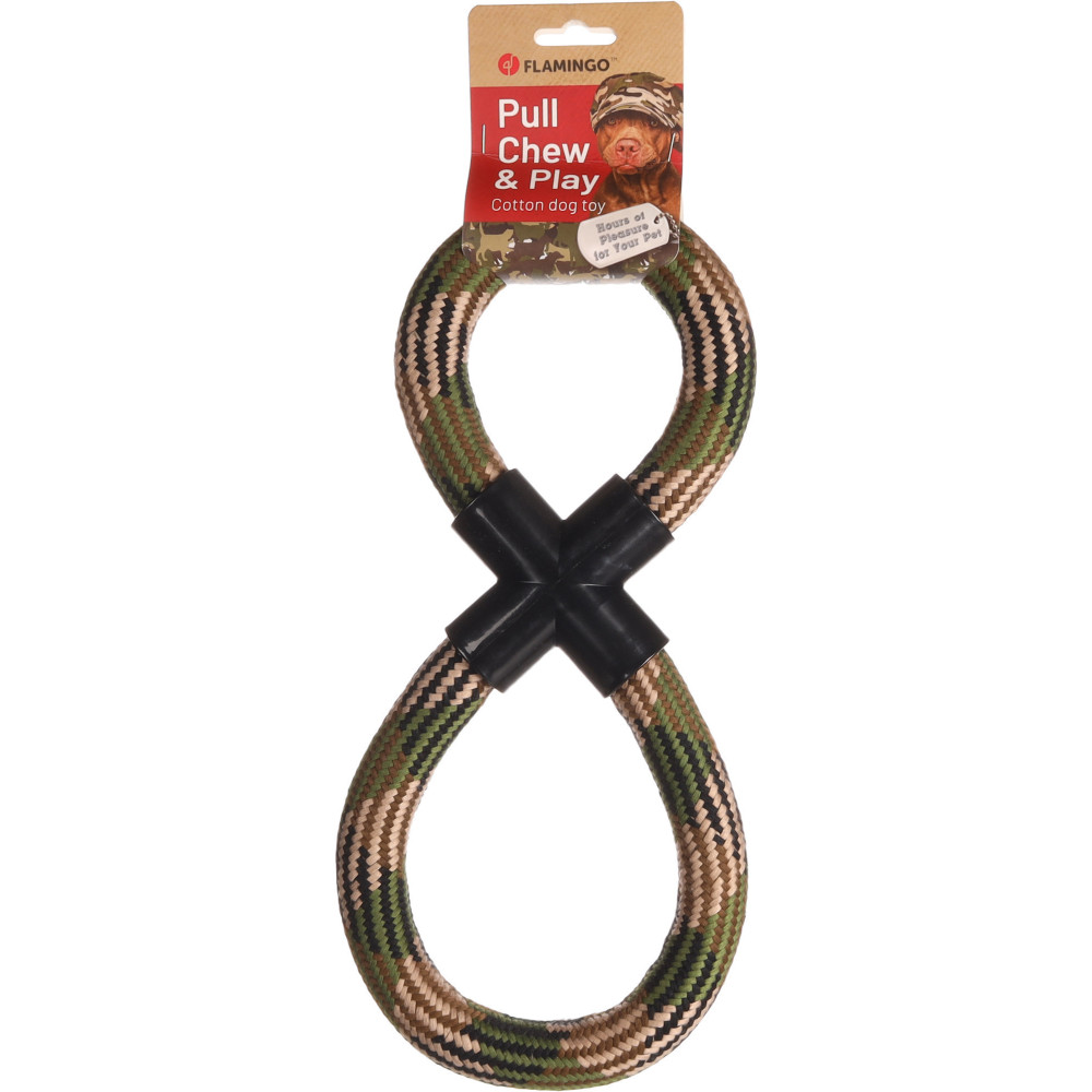 Jouet corde en 8 corde à tirer camouflage 16 x 38 x 3 cm pour chien
