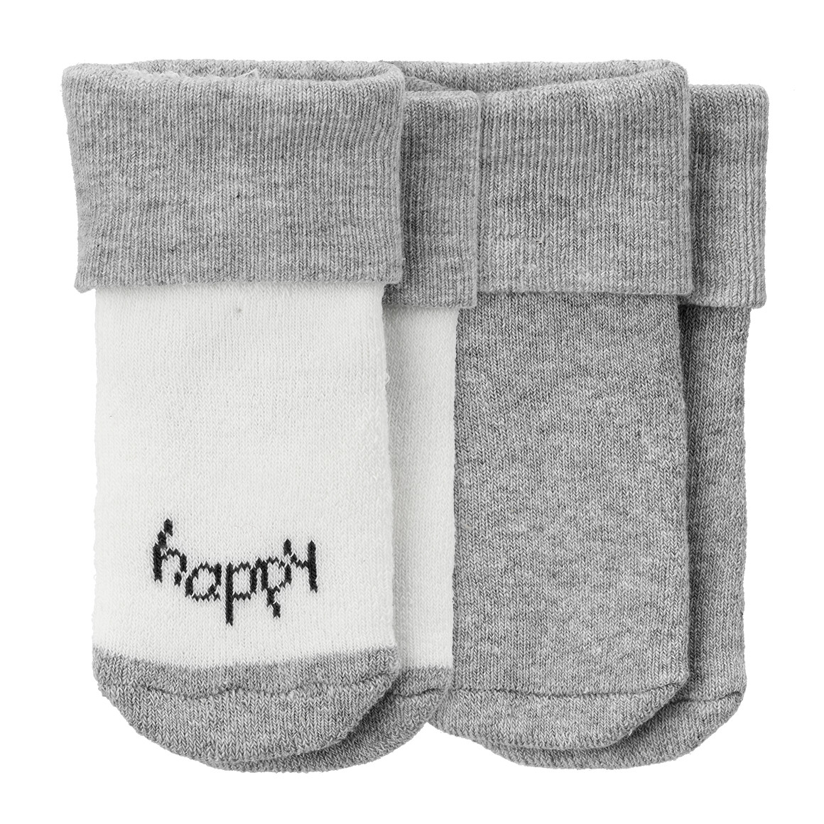 Topomini 2 Paar Newborn Socken im Set hellgrau / cremeweiss