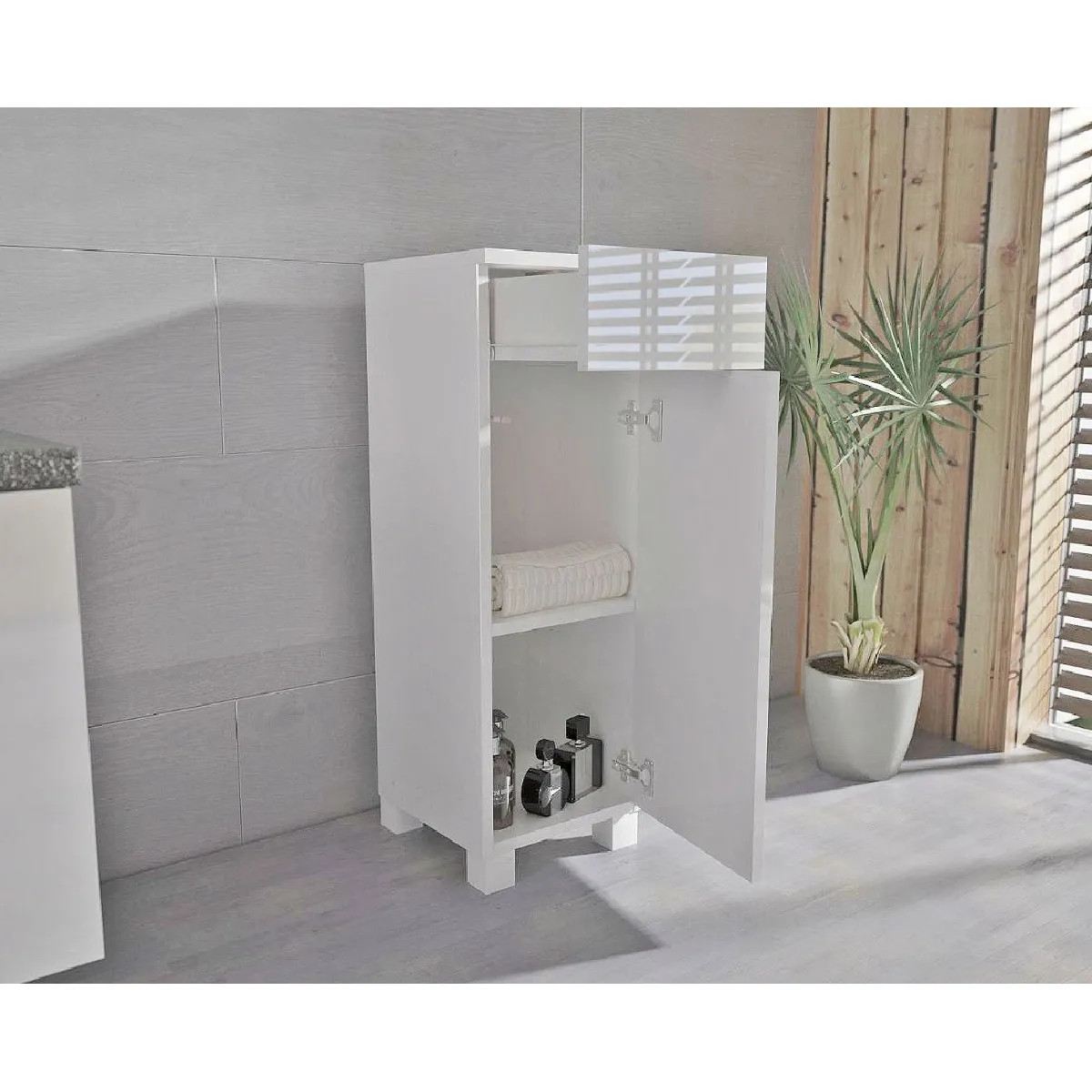 DUSINE LAVEO 30 CM - Meuble salle de bain - Blanc laqué