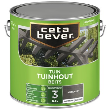 CetaBever Tuinhoutbeits transparant antraciet zijdeglans 2,5 L