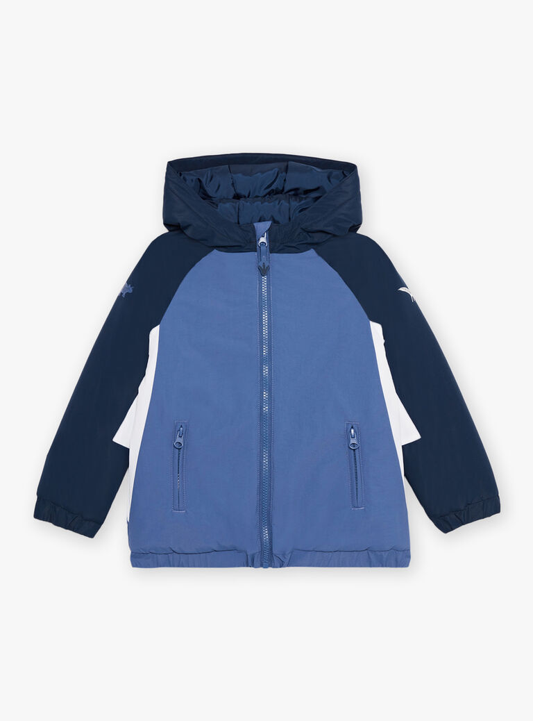 Blouson bleu gris à capuche