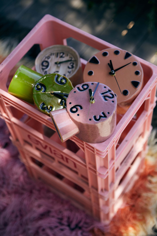 HKliving Retro Ceramic klok Chrome