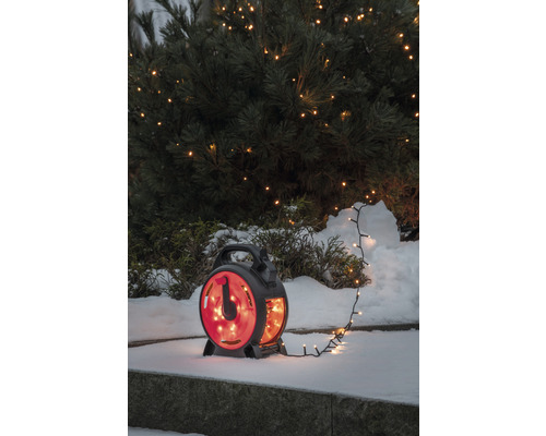 Konstsmide lichtsnoer, 41,93 m + 10 m snoer, 600 LED's, amberkleurige lichtkleur, inclusief kabelhaspel.