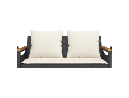 VIDAXL - Balancelle avec coussins noir 109x62x40 cm résine tressée