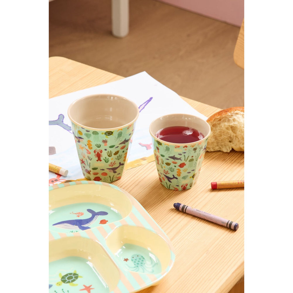 Køb Rice Blue Ocean Print Melamine Kids Kop Small 160 Ml
