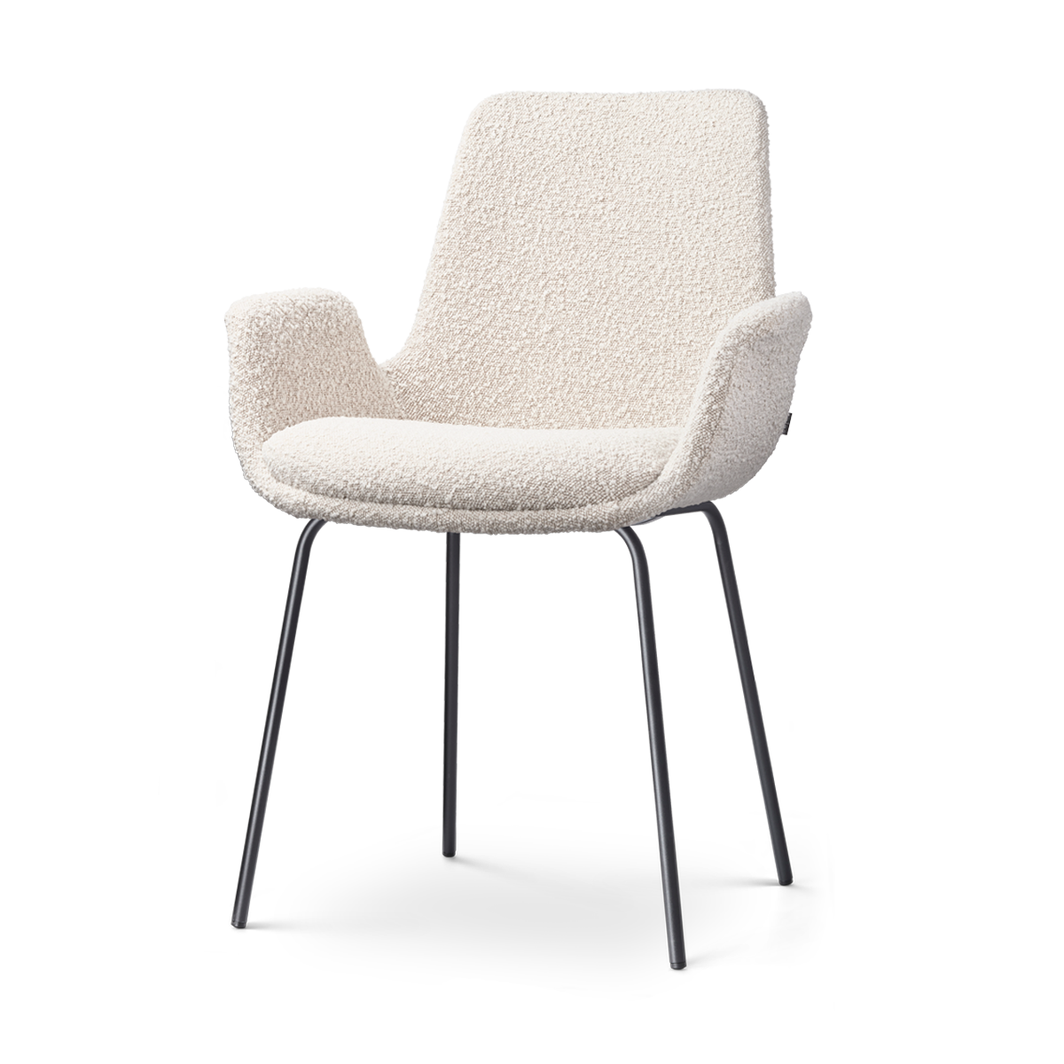 Eetkamerstoel Nora-Eef bouclé beige - zwart onderstel