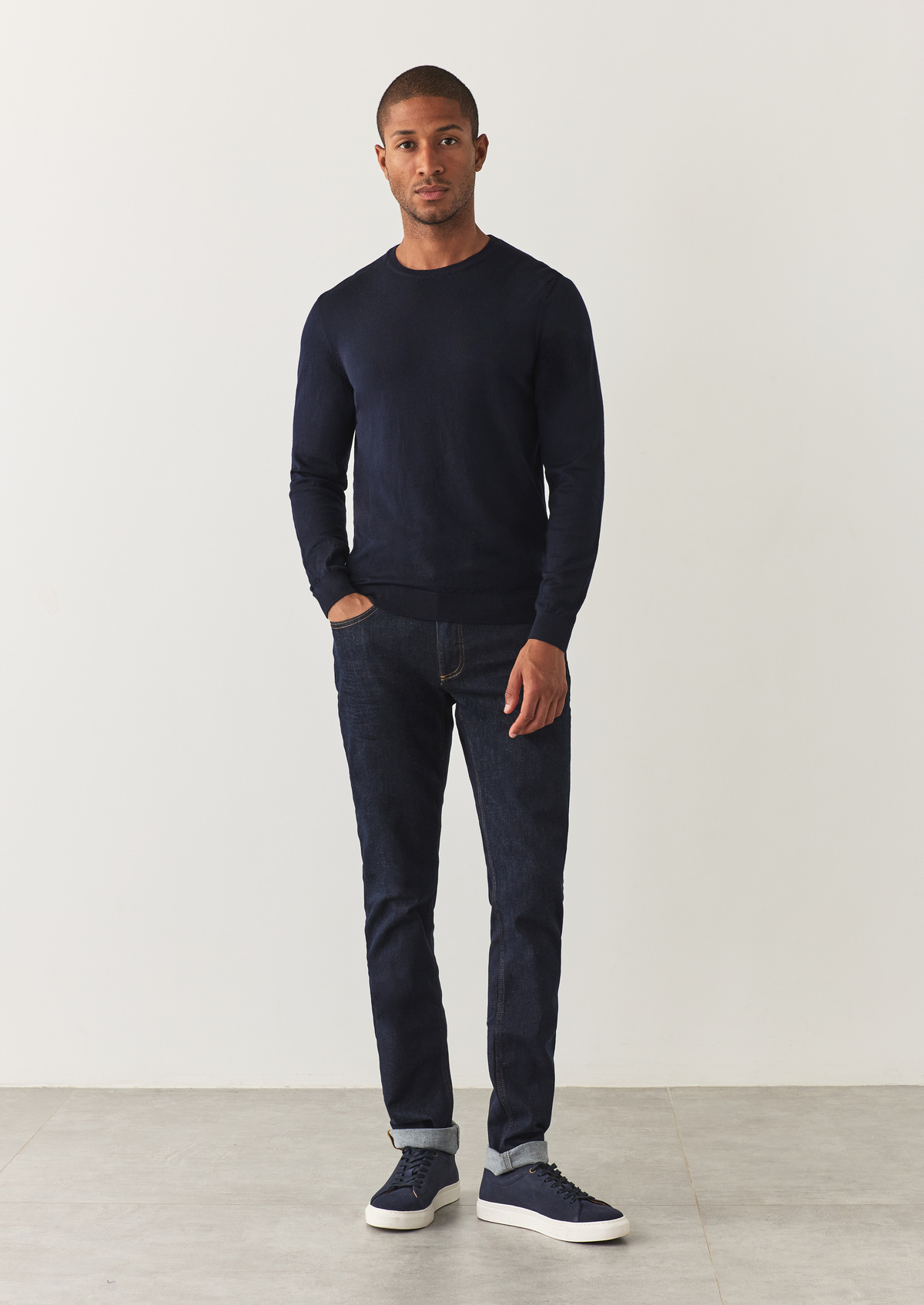 Jean skinny en coton stretch bleu brut