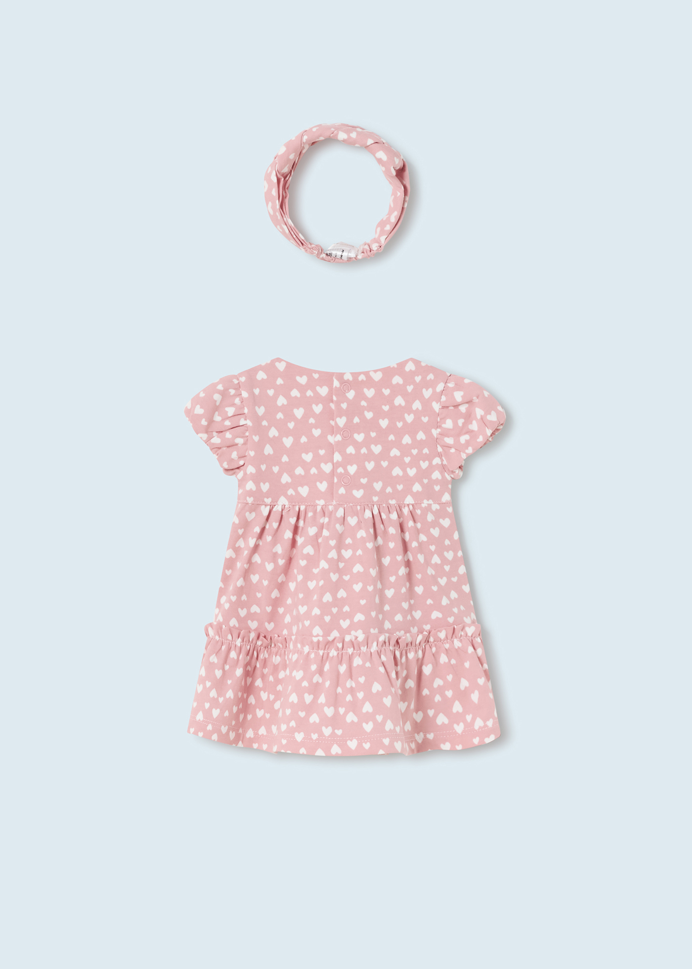 Vestido com faixa de cabelo em algodão sustentável para recém-nascido