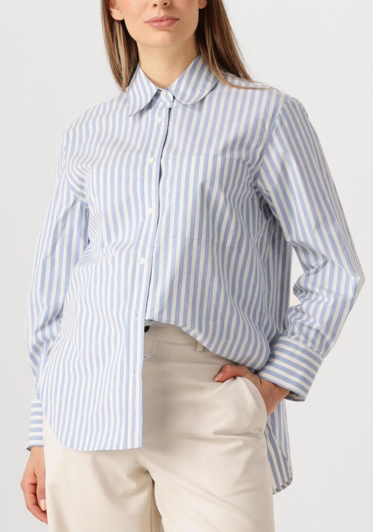 lichtblauwe closed blouses oversize shirt