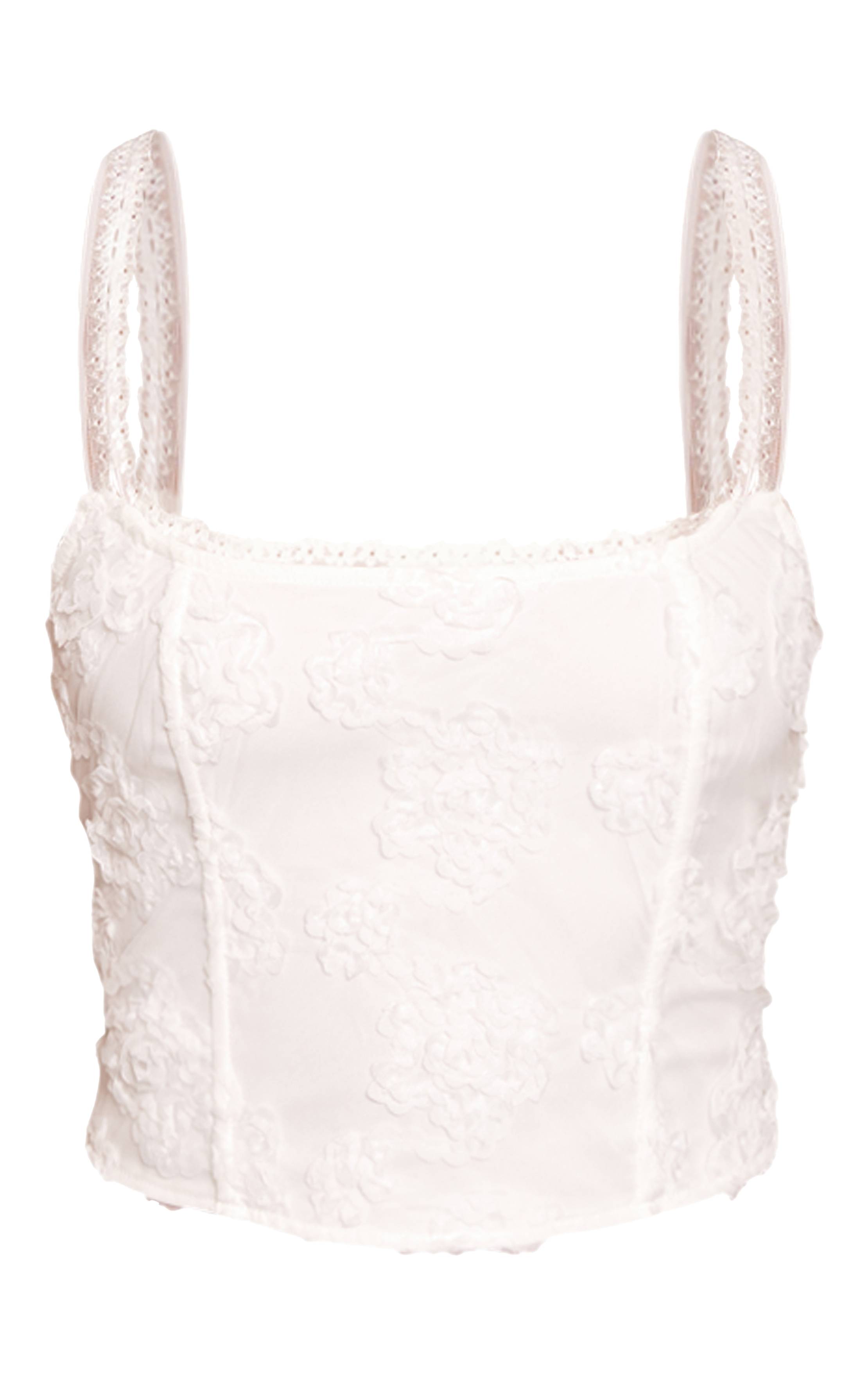 Blanc Corset Baleiné À Texture Florale