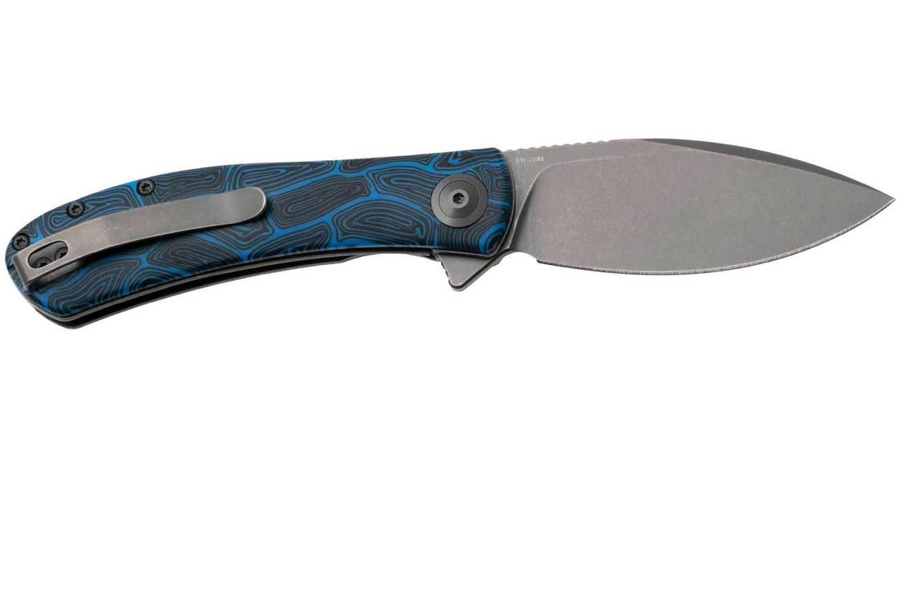 Trollsky Knives Mandu EVO MTE011 Stonewashed 14C28N, Blue Turtle G10, zakmes, Michael Trollsky design