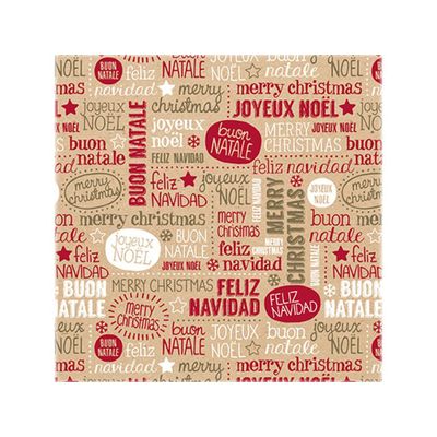 Clairefontaine - Papier cadeau kraft - 70 cm x 50 m - 70 g/m² - motif mots de Noël