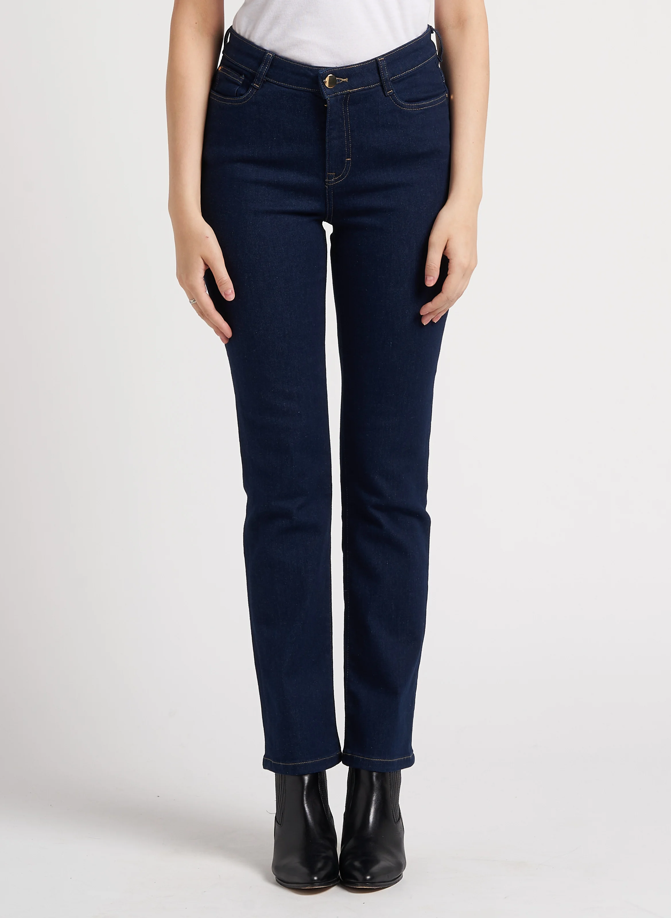 SONIA - Jean slim délavé en coton mélangé | Bleu