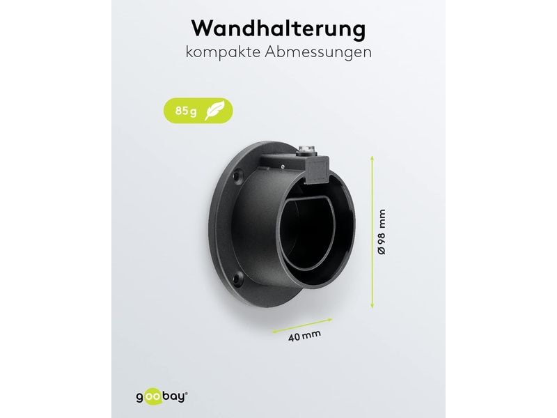 Goobay Wandhalterung für Ladekabel Typ-2 Kabel-Wandhalterung für Typ-2 Elektrofahrzeug-Ladekabel