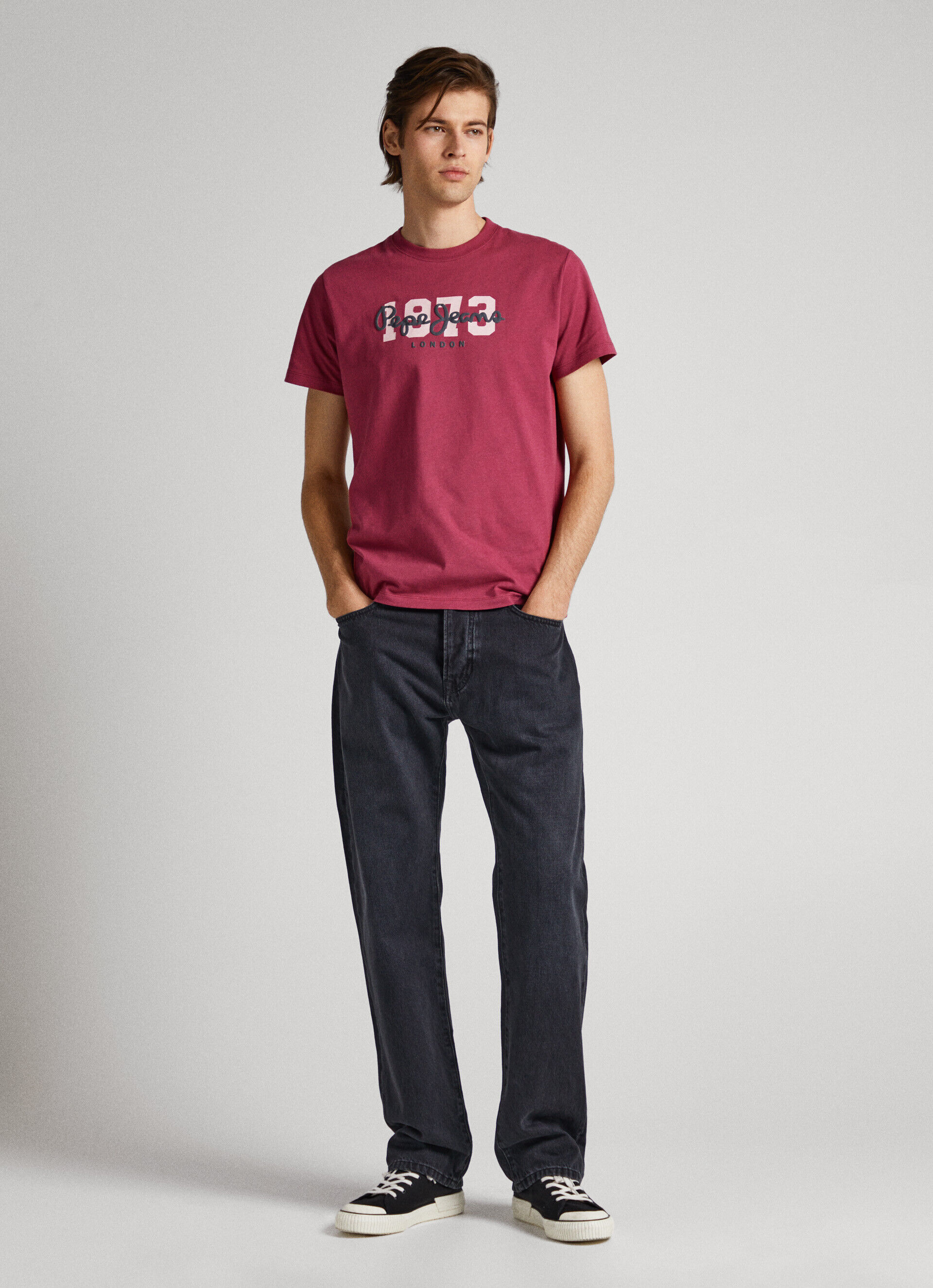 Camiseta com o logotipo de 1973 - vermelho framboesa esmagado