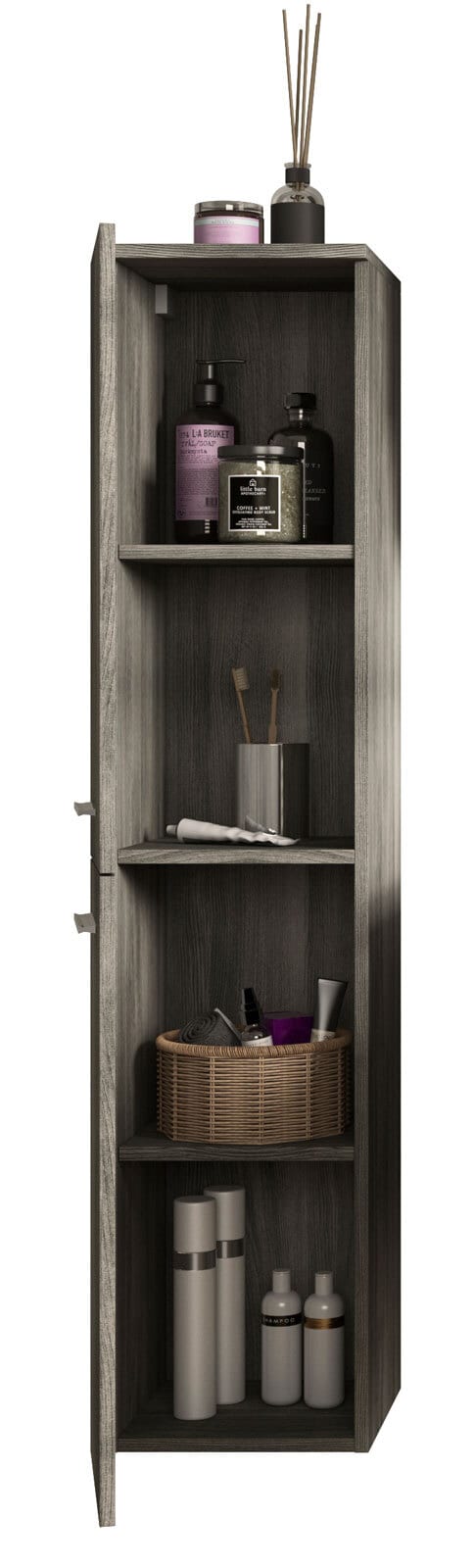 Bad Hängeschrank YORK 30 x 136 cm Rauchsilber grau