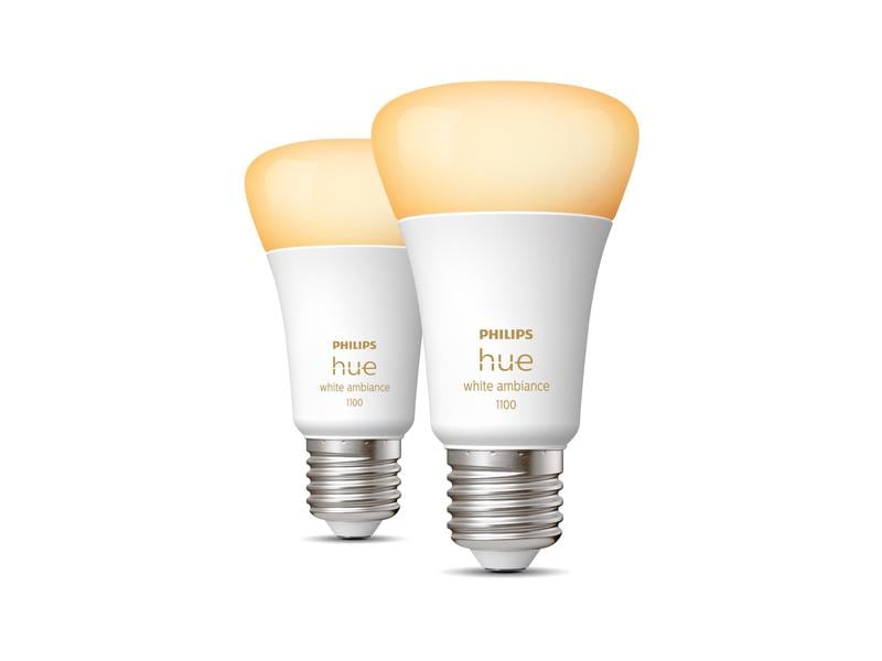 Philips Hue Leuchtmittel White Ambiance E27 Doppelpack 2 x Per Bluetooth steuerbares Hue E27-Leuchtmittel