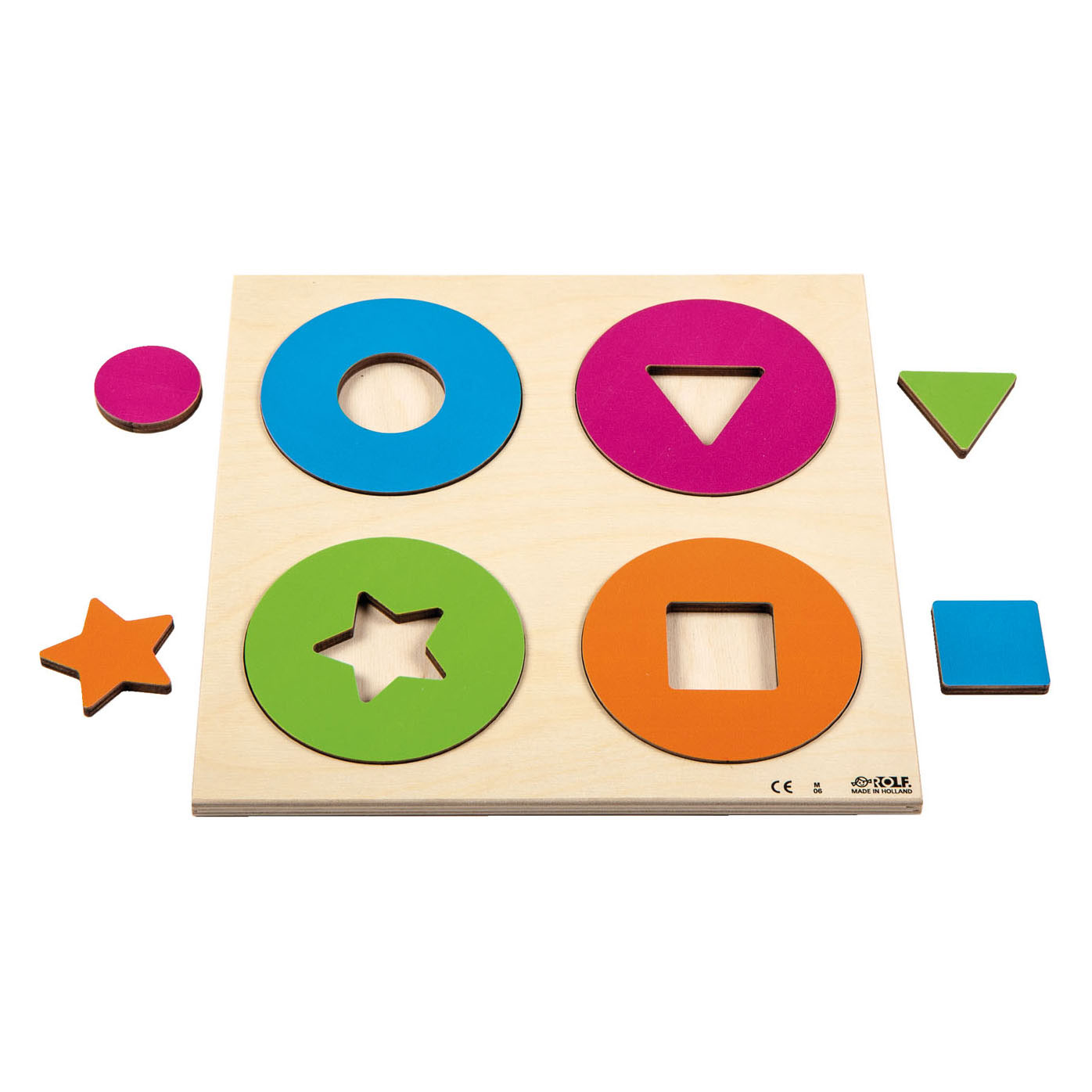 Rolf Relief - Puzzel Ontdek de kleur Circkels en Vormen, 8st.