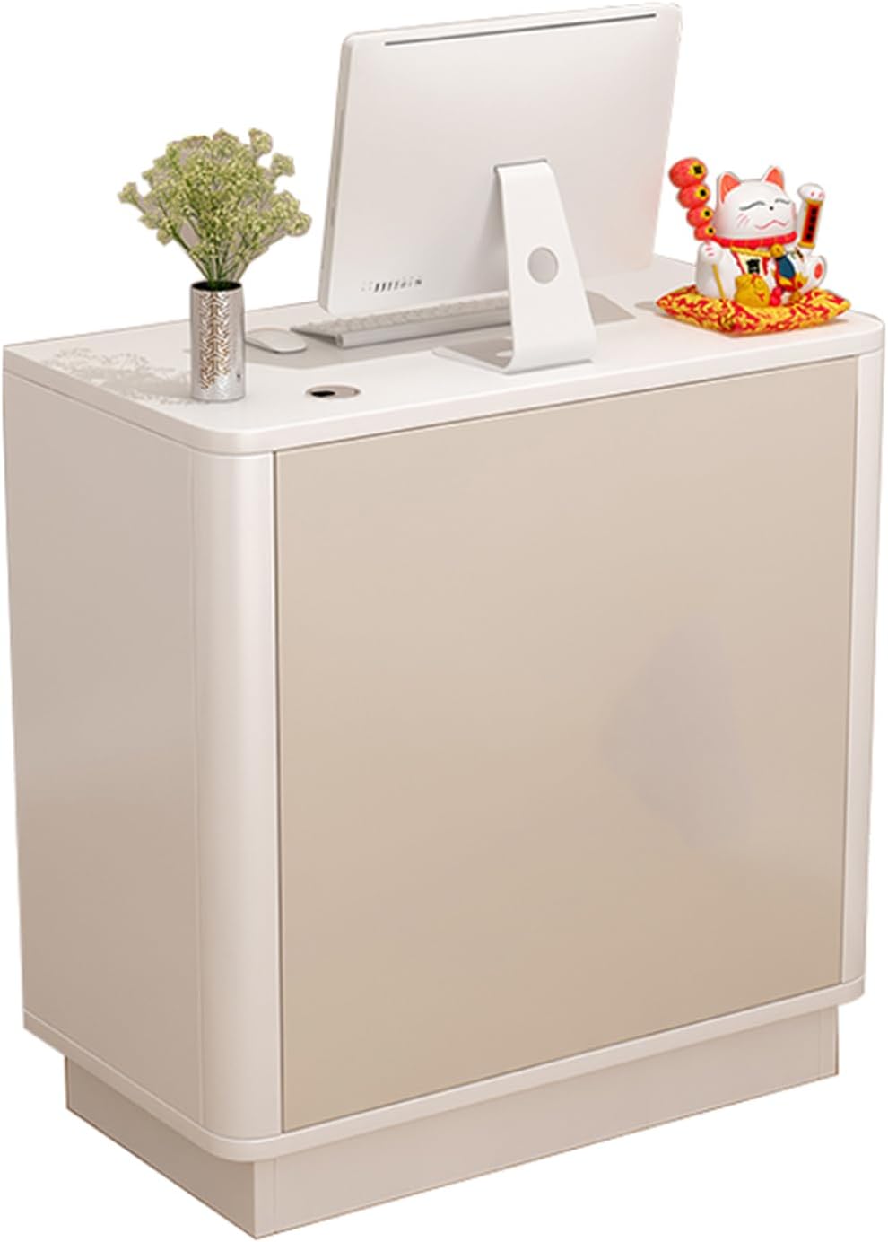 Empfangstheke Kosmetikstudio, Empfangstresen mit abschließbarer Schublade, Bürotheke Rezeption Tisch, Rezeptionstheke, Laden-Theke, Verkaufstheke für Convenience Store Bekleidungsgeschäft 60×40×88cm