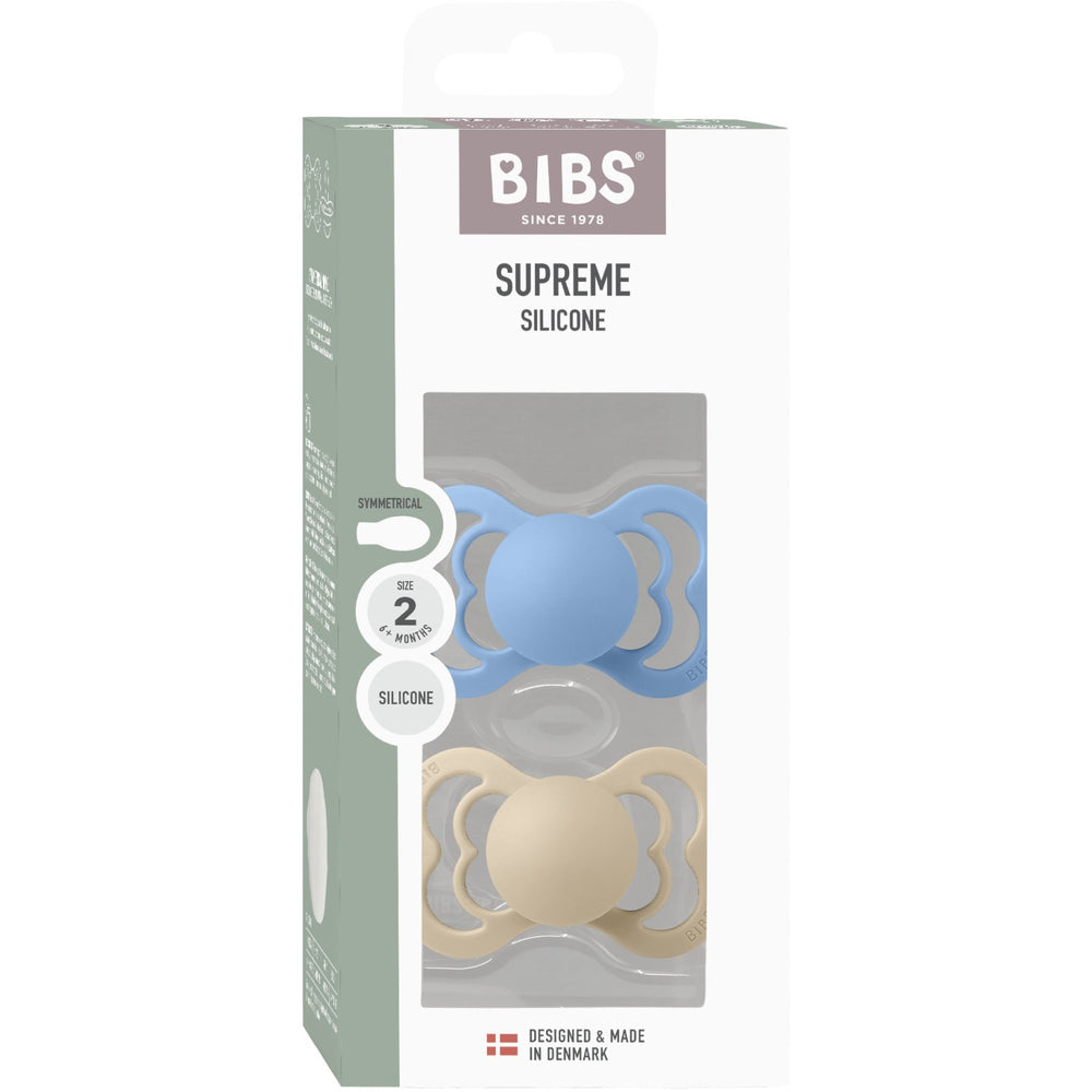 Køb Bibs Vanilla/Sky Blue Sut Supreme 2-Pak Silikone