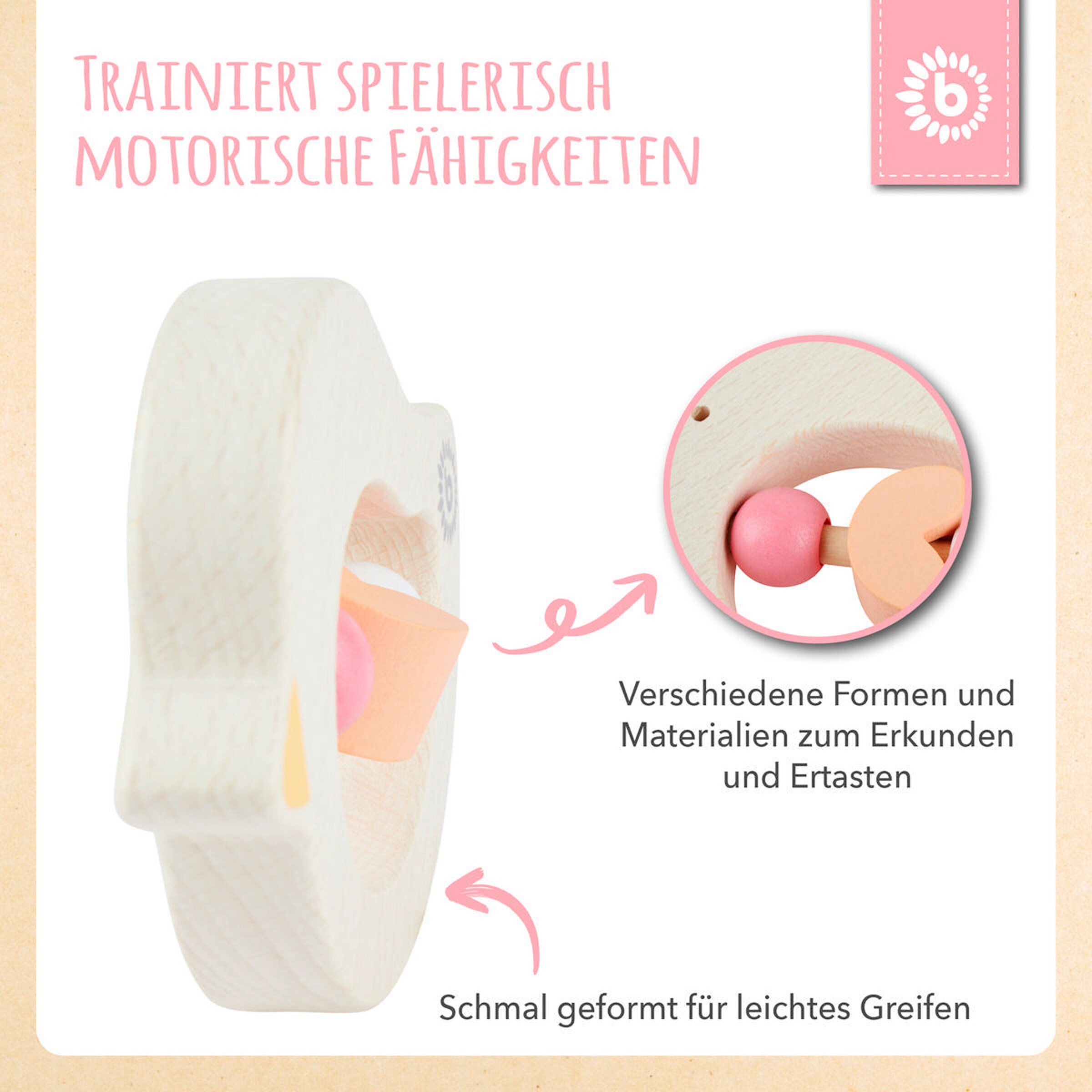 Bieco Beißring Holz Vogel - ab Geburt Orange