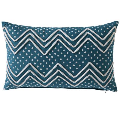 Coussin brodé zig-zag