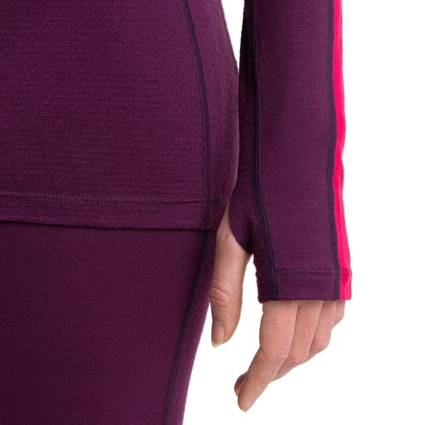 T-shirt thermique ICEBREAKER W ZONEKNIT 200 LS CREWE NIGHTSHADE/ELECTRONPNK/CB