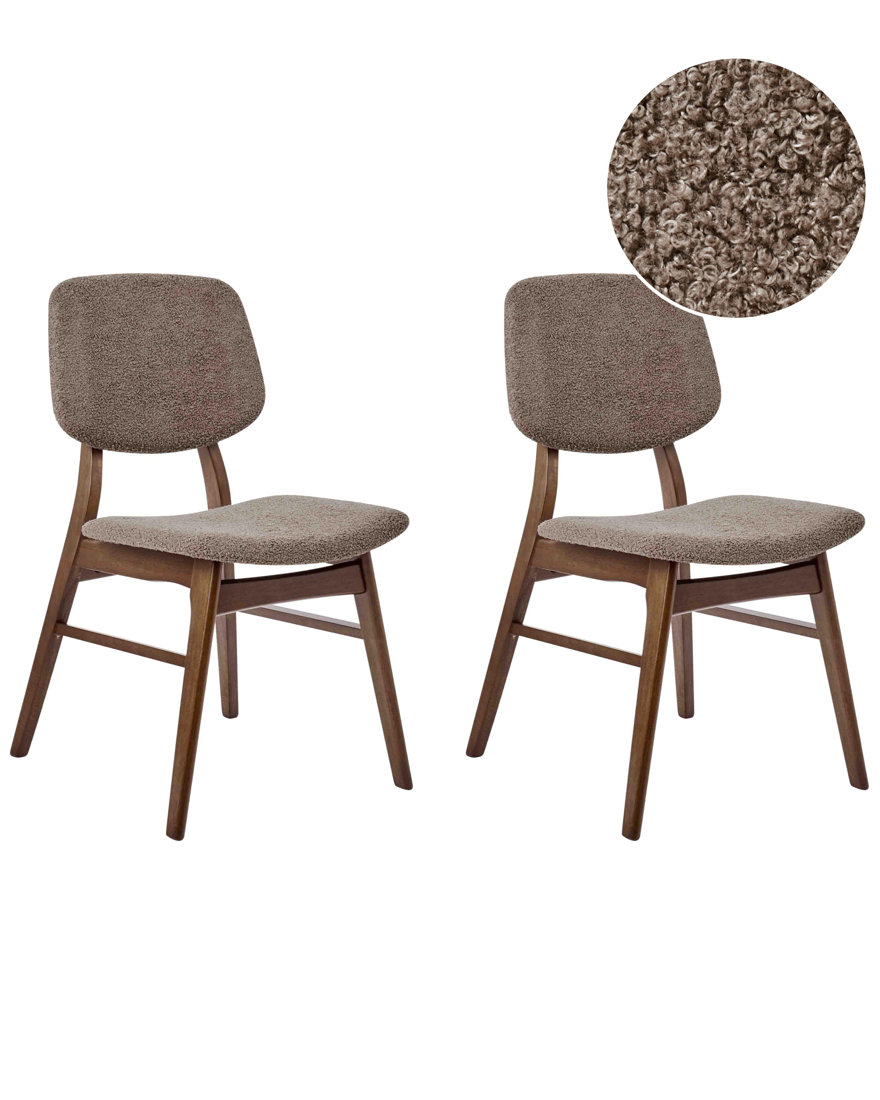Set van 2 eetkamerstoelen ELAINE Hout Donkerbruin/taupe
