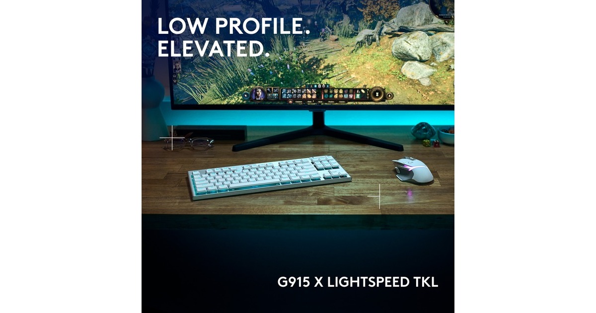 LogitechG915 X LIGHTSPEED TKL Low-Profile Wireless Gaming Keyboard  (Wit, US-International, GL Tactile, Double-Shot PBT, RGB, LIGHTSPEED draadloos / Bluetooth / USB-C)
