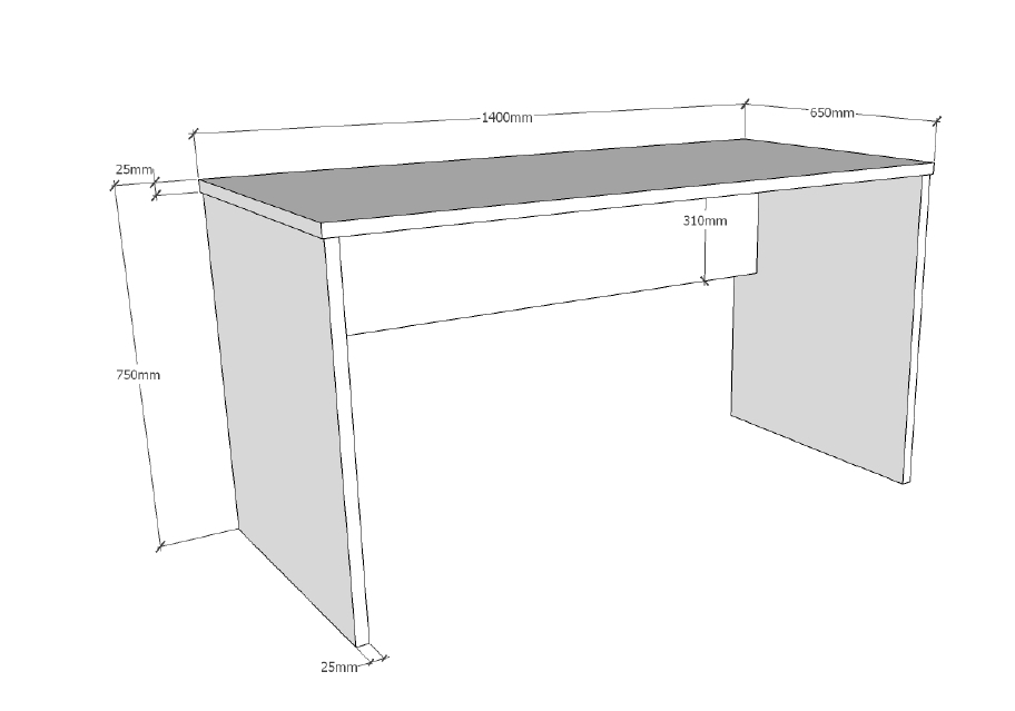 Schreibtisch LONDON - anthrazit - 140x65 cm