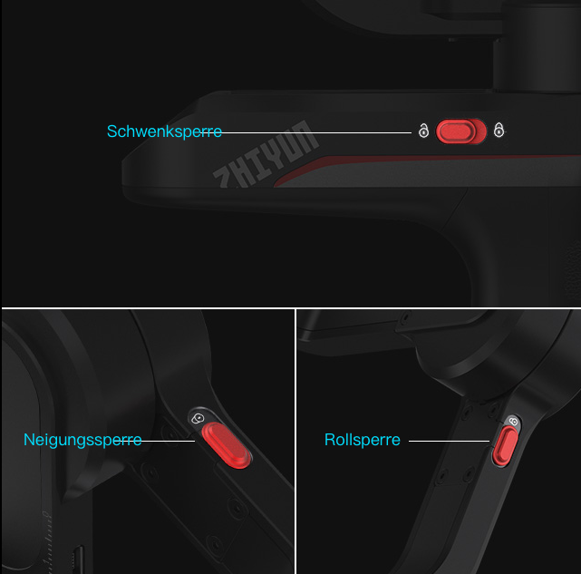 WEEBILL-S Alu Gimbal 3-Achsen Stabilisator Stativ Halterung für DSLR Kamera / Smartphone - Schwarz